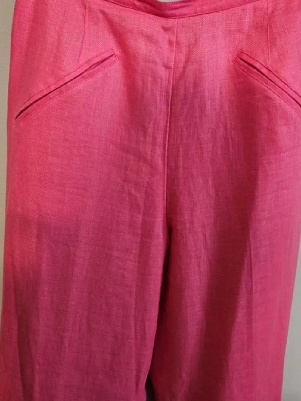 Finity Studio Pink Linen Pants with Back Zipper and Double Button